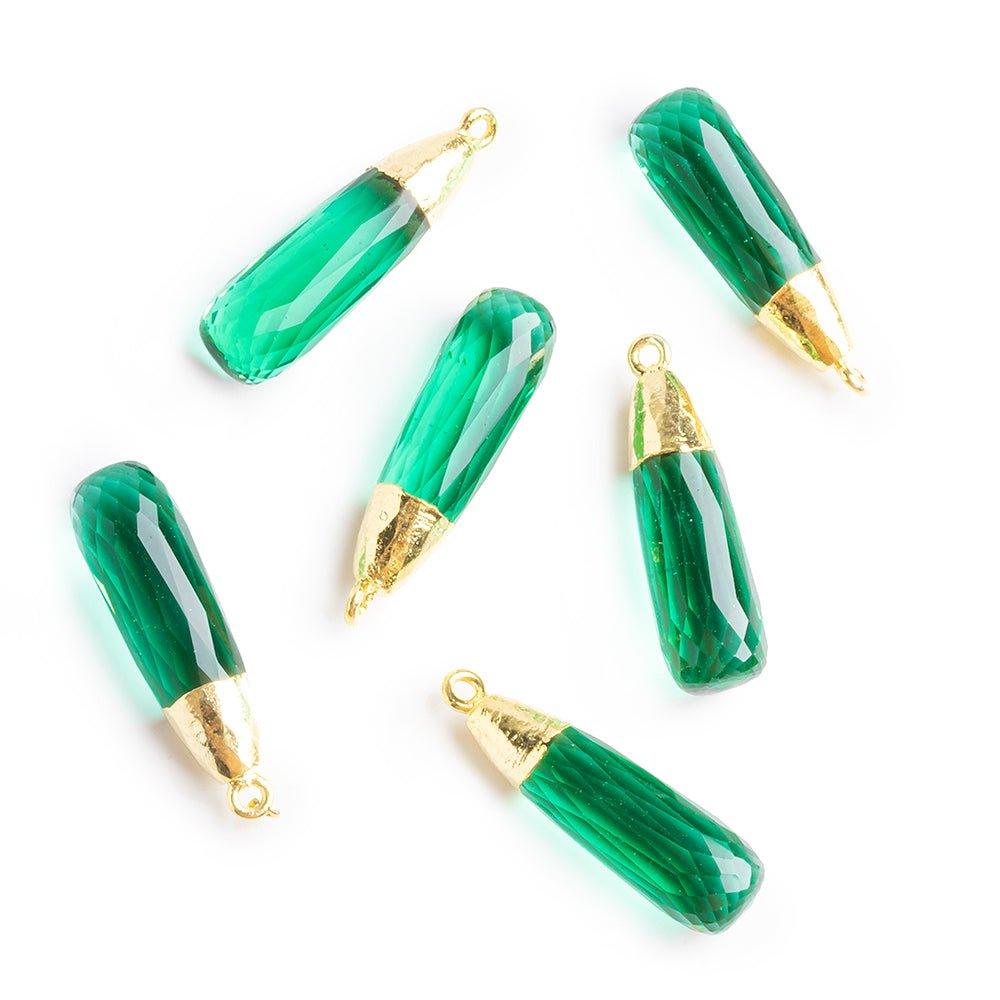 32x9mm Gold Leafed Persian Green Quartz Faceted Teardrop Focal Pendant 1 Piece - The Bead Traders