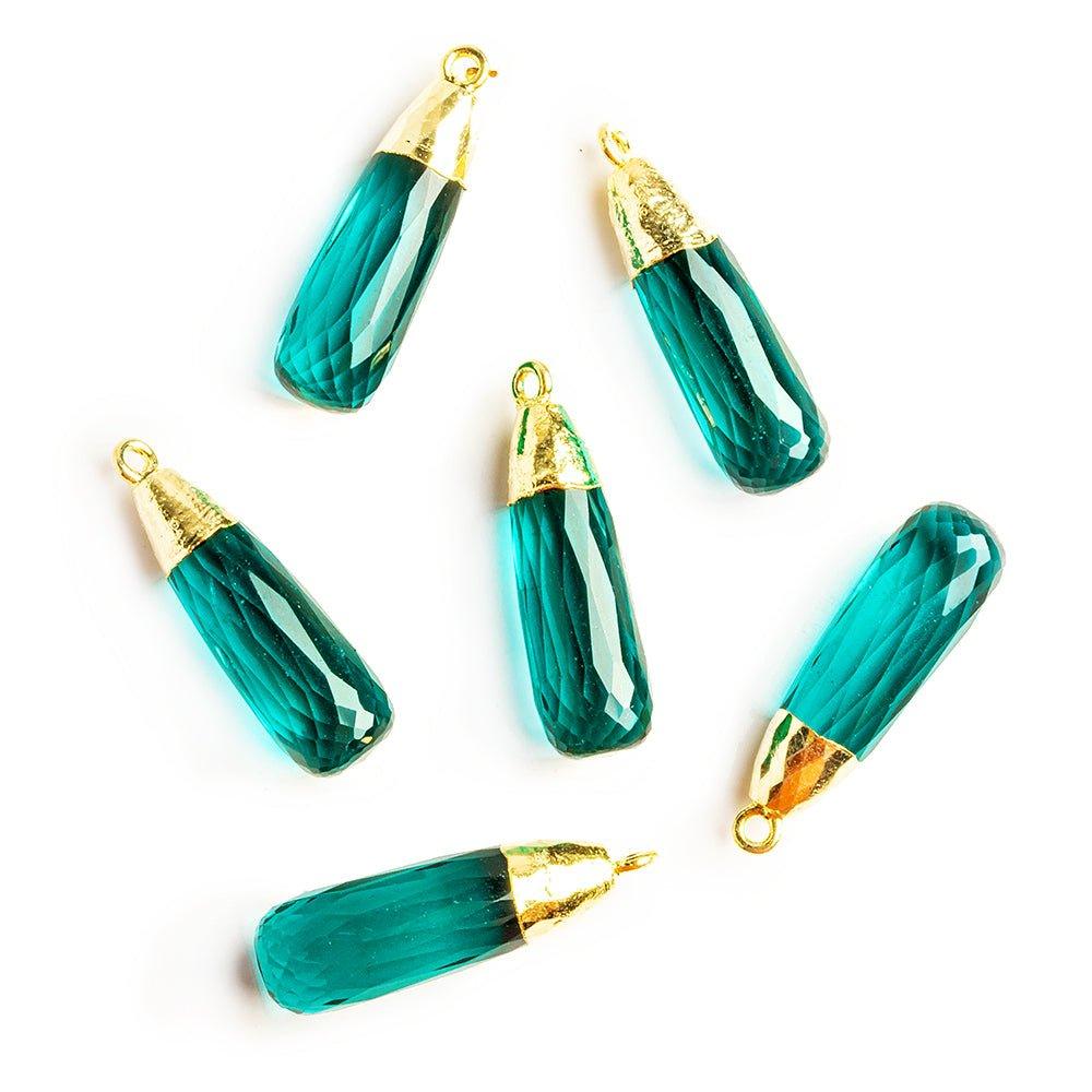32x9mm Gold Leafed Teal Quartz Faceted Teardrop Focal Pendant 1 Piece - The Bead Traders