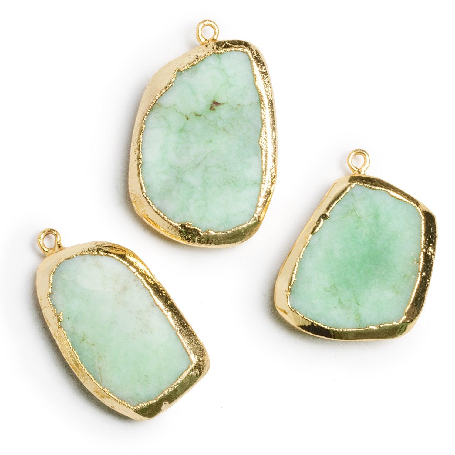 33x20mm Gold Leafed Chrysoprase Nugget Pendant 1 Bead - The Bead Traders