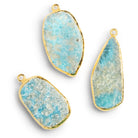 33x20mm Gold Leafed Larimar Slice Pendant 1 Bead - The Bead Traders