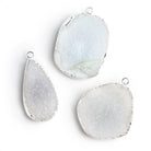 33x25mm Silver Leafed White Drusy Pendants - Lot of 3 - The Bead Traders