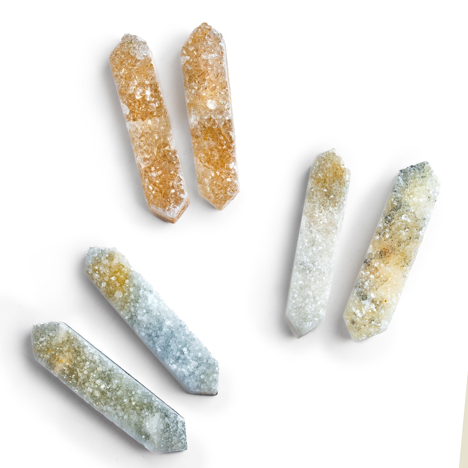 33x8mm Drusy Natural Crystal Columns - Set of 2 - The Bead Traders