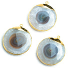 34mm Gold Leafed Solar Quartz Coin Pendant 1 piece - The Bead Traders