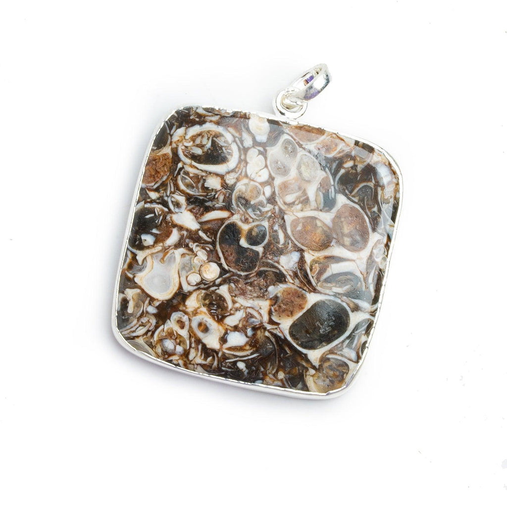 34mm Silver Leafed Jasper Square Pendant 1 Piece - The Bead Traders