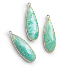 34x11mm Silver Bezeled Amazonite Pear Pendant 1 bead - The Bead Traders