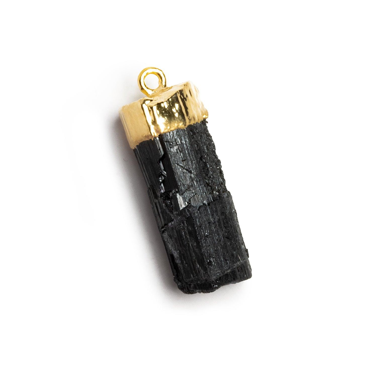 34x13mm Gold Leafed Black Tourmaline Natural Crystal Pendant - The Bead Traders