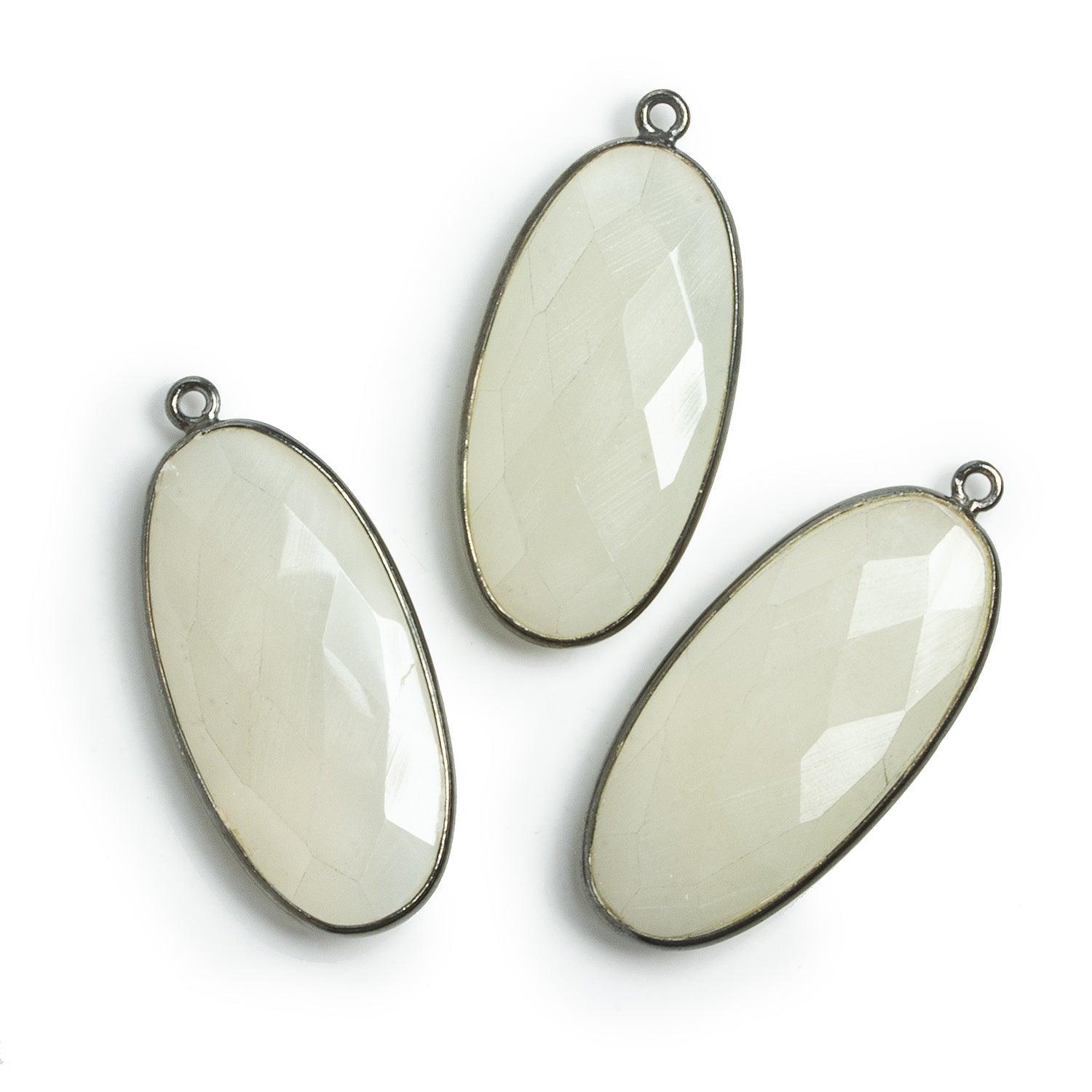 34x16mm Black Gold Bezeled White Moonstone Pendant 1 bead - The Bead Traders