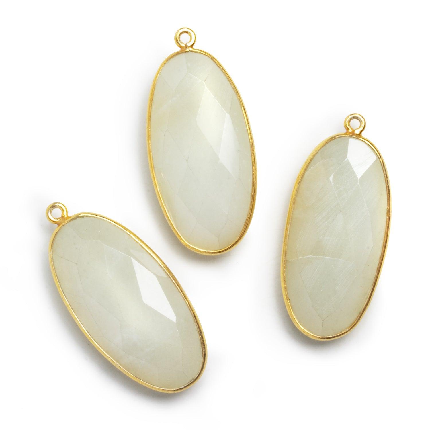 34x16mm Vermeil Bezeled White Moonstone Pendant 1 bead - The Bead Traders