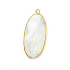 34x17mm Vermeil Bezel Rainbow Moonstone Faceted Oval Pendant 1 piece - The Bead Traders