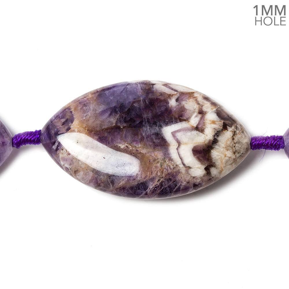 34x20x8mm Cape Amethyst straight drilled plain marquise 16 inch 10 beads - The Bead Traders