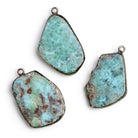 34x24mm Black Gold Leafed Larimar Slice Pendant 1 Bead - The Bead Traders