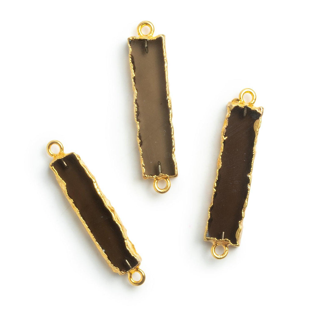 34x7mm Gold Leafed Smoky Quartz Bar Connector 1 Piece - The Bead Traders