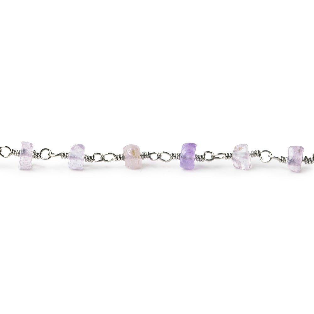 3.5-4.5mm Amethyst tumbled faceted rondelle Black Gold plated Chain by the foot 37 pieces - The Bead Traders