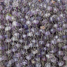 3.5-4.5mm Amethyst tumbled faceted rondelle Black Gold plated Chain by the foot 37 pieces - The Bead Traders