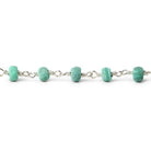 3.5-4.5mm Frosted Malachite plain rondelle Silver plated Chain by the foot 39 pieces - The Bead Traders