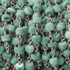 3.5-4.5mm Frosted Malachite plain rondelle Silver plated Chain by the foot 39 pieces - The Bead Traders