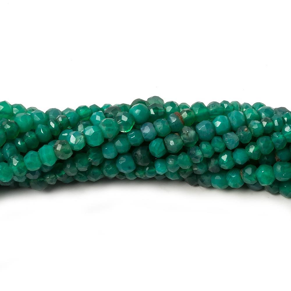 3.5-4.5mm Green Onyx faceted rondelle beads 13 inch 93 pieces - The Bead Traders