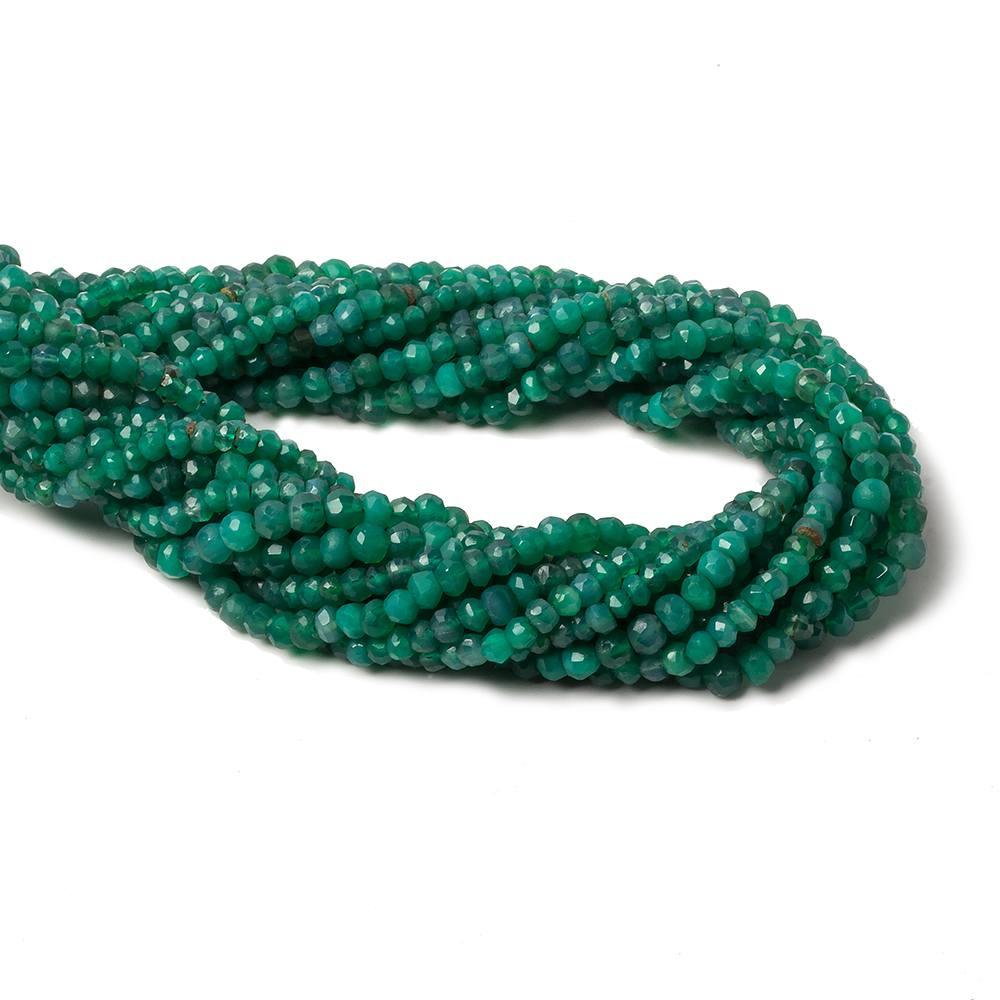 3.5-4.5mm Green Onyx faceted rondelle beads 13 inch 93 pieces - The Bead Traders