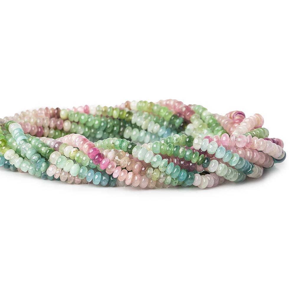 3.5-4.5mm MultiColor Tourmaline plain rondelle Beads 18 inch 200 pieces - The Bead Traders