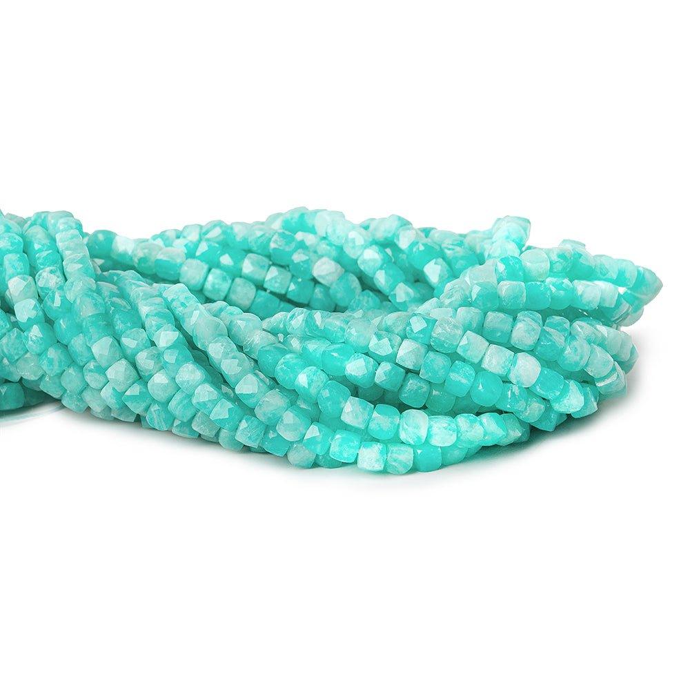 3.5-4mm Amazonite petite faceted cubes 12.5 inch 84 beads - The Bead Traders