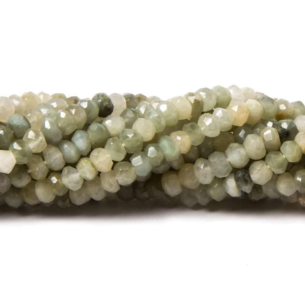 3.5-4mm Cat's Eye Green Quartz faceted rondelle 13 inch 125 beads - The Bead Traders