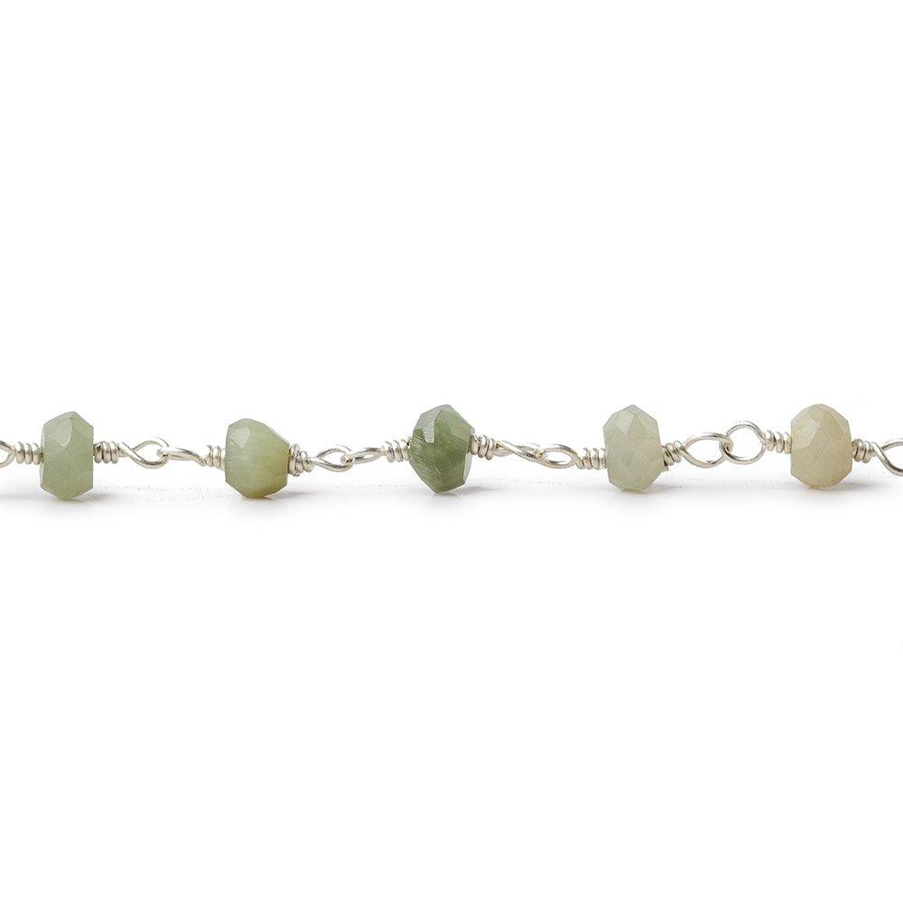 3.5-4mm Cat's Eye Green Quartz Silver plated Chain by the foot - The Bead Traders