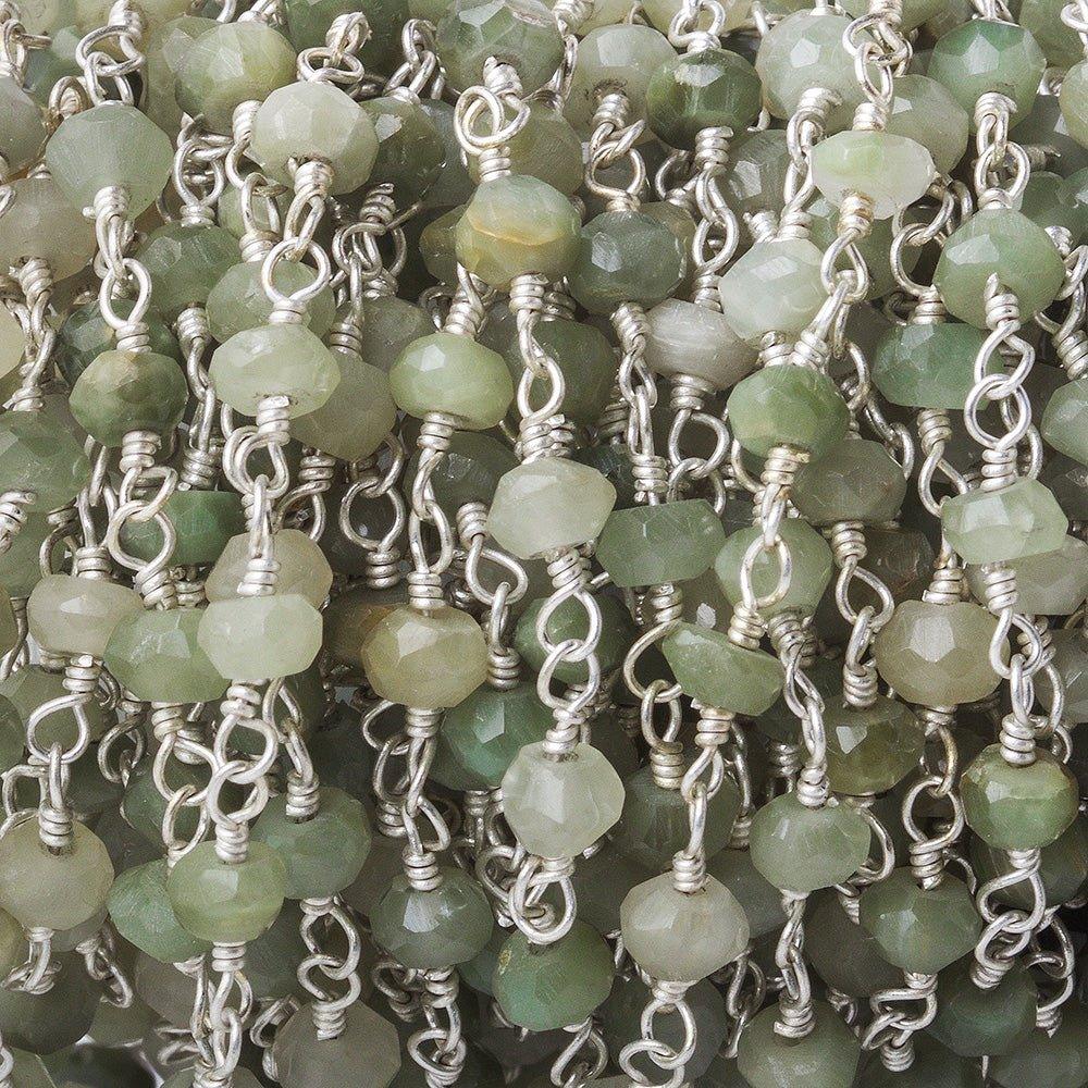 3.5-4mm Cat's Eye Green Quartz Silver plated Chain by the foot - The Bead Traders