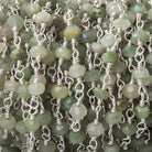 3.5-4mm Cat's Eye Green Quartz Silver plated Chain by the foot - The Bead Traders