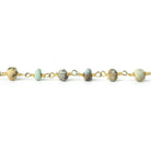 3.5-4mm Frosted Chrysocolla faceted rondelle Gold Chain by the foot 36 beads - The Bead Traders