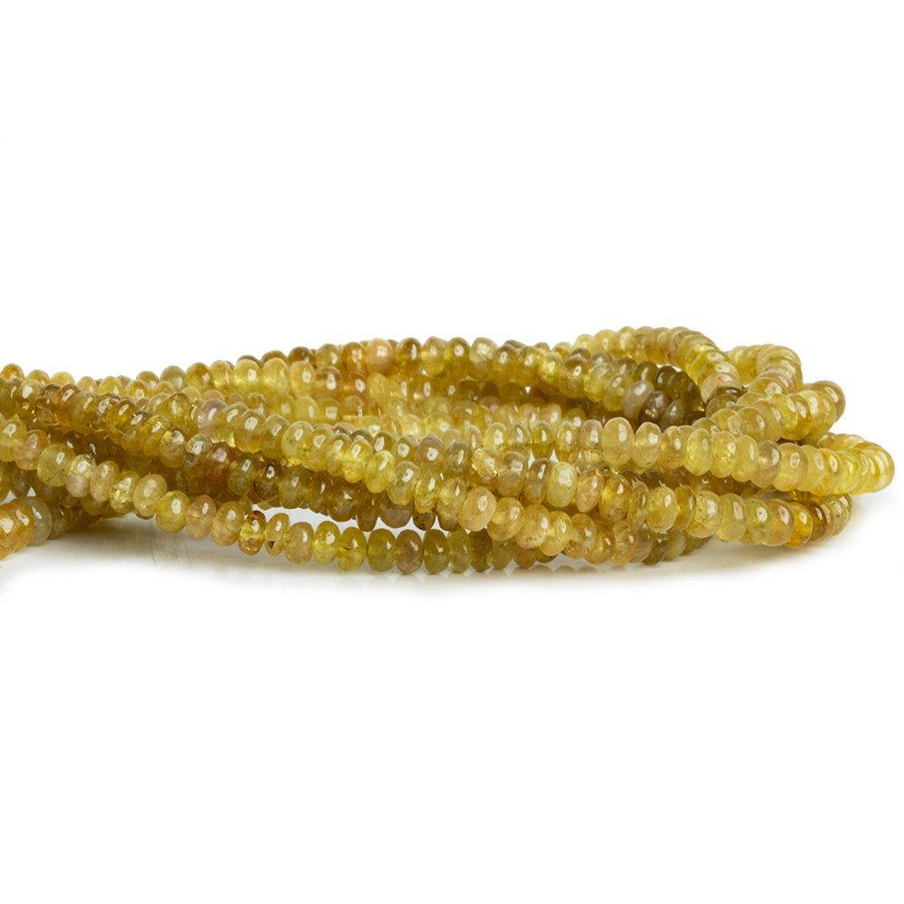 3.5-4mm Golden Tourmaline Plain Rondelle Beads 18 inch 210 pieces - The Bead Traders