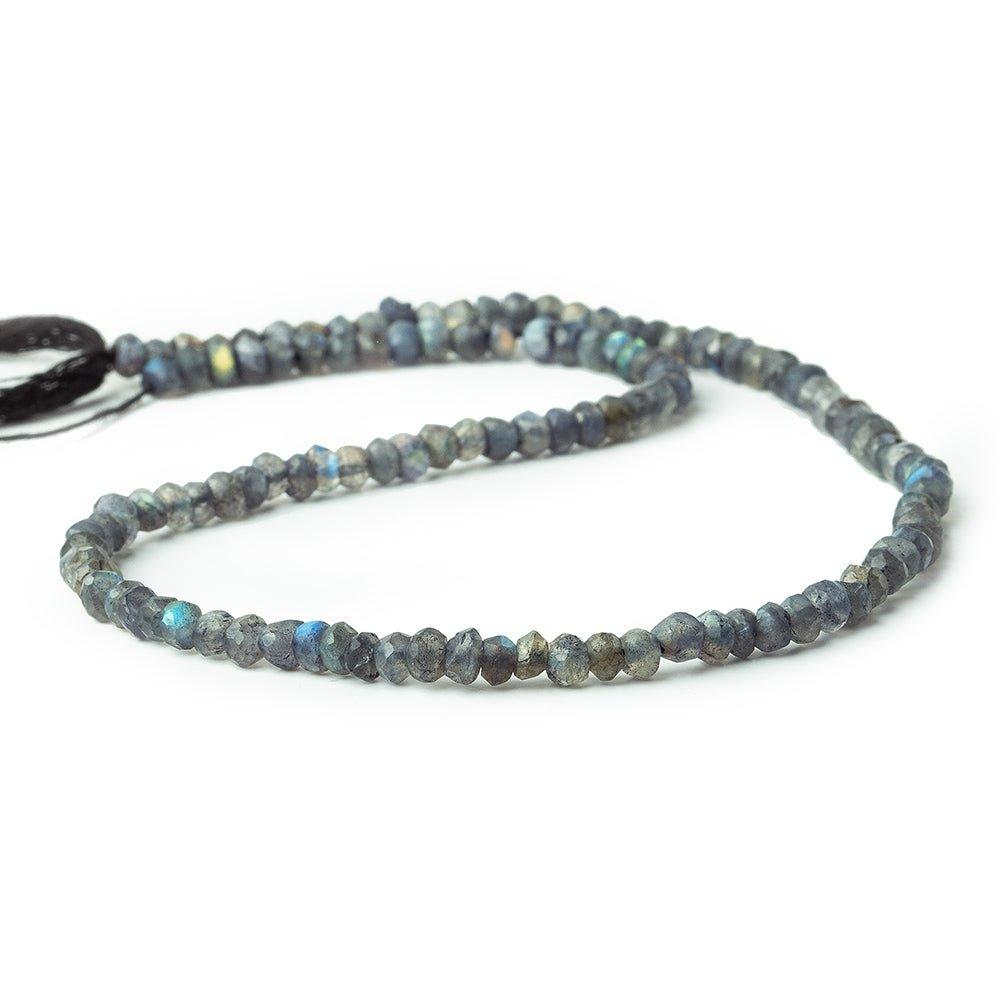 3.5-4mm Indigo Labradorite faceted rondelles 13 inch 117 beads - The Bead Traders
