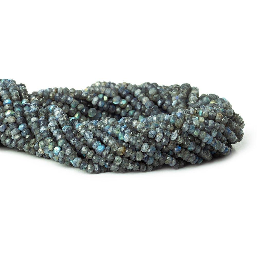 3.5-4mm Indigo Labradorite faceted rondelles 13 inch 117 beads - The Bead Traders