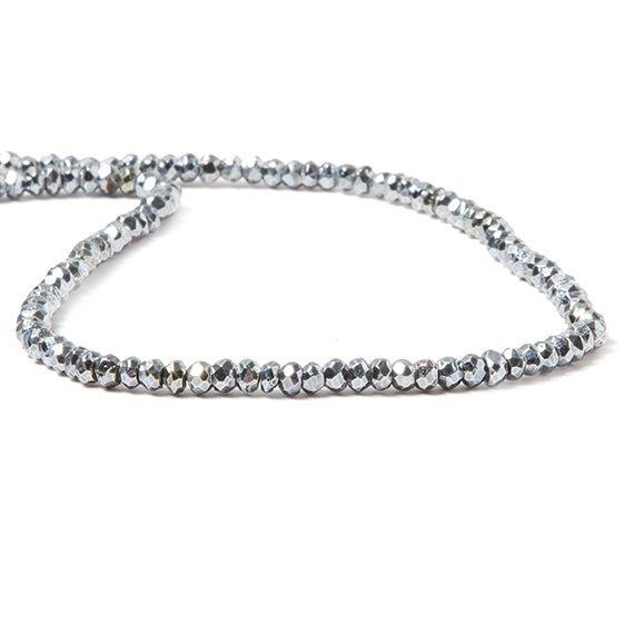 3.5-4mm Metallic Bluish Silver plated Pyrite faceted rondelle Beads 104 pcs - The Bead Traders
