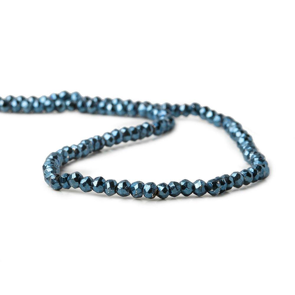 3.5-4mm Metallic Cadet Blue plated Pyrite faceted rondelle Beads 104 pcs - The Bead Traders
