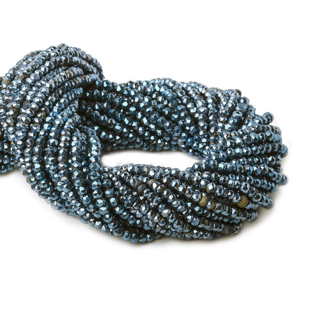3.5-4mm Metallic Cadet Blue plated Pyrite faceted rondelle Beads 104 pcs - The Bead Traders