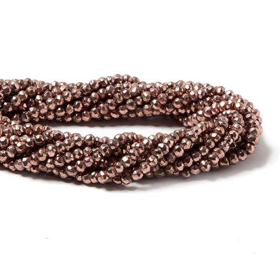 3.5-4mm Metallic Cocoa Brown plated Pyrite faceted rondelle Beads 117 pcs - The Bead Traders