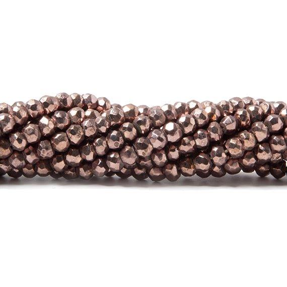 3.5-4mm Metallic Cocoa Brown plated Pyrite faceted rondelle Beads 117 pcs - The Bead Traders