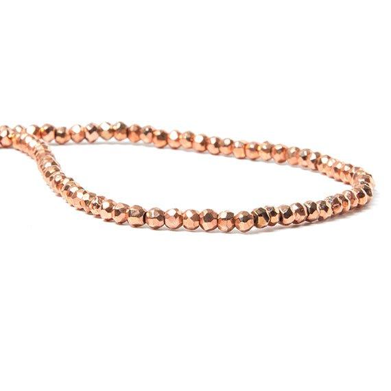 3.5-4mm Metallic Copper Rose plated Pyrite faceted rondelle Beads 100 pcs - The Bead Traders