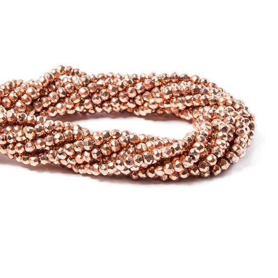 3.5-4mm Metallic Copper Rose plated Pyrite faceted rondelle Beads 100 pcs - The Bead Traders