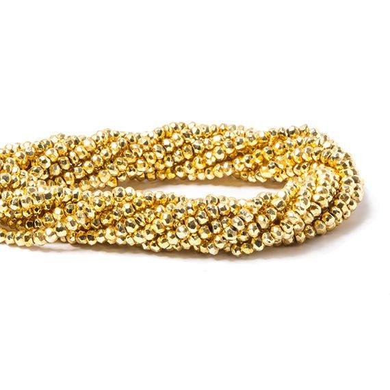 3.5-4mm Metallic Gold plated Pyrite faceted rondelle Beads 128 pcs - The Bead Traders