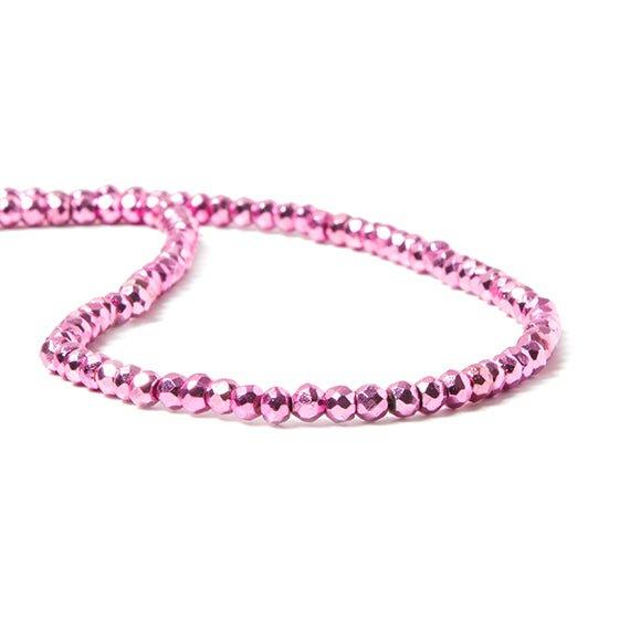 3.5-4mm Metallic Hot Pink plated Pyrite faceted rondelle Beads 100 pcs - The Bead Traders