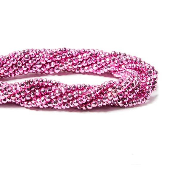 3.5-4mm Metallic Hot Pink plated Pyrite faceted rondelle Beads 100 pcs - The Bead Traders