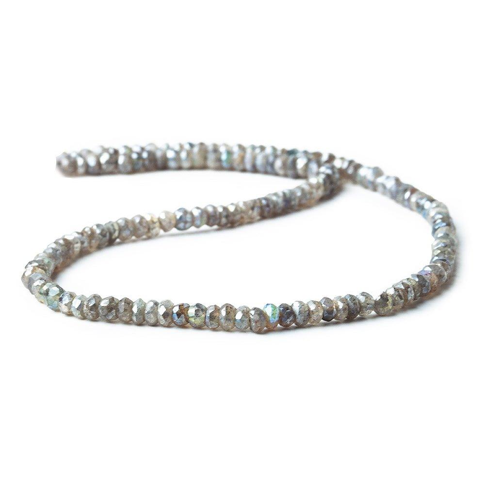 3.5-4mm Metallic Labradorite faceted rondelles 13 inch 130 beads - The Bead Traders