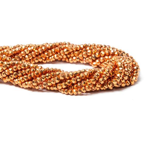 3.5-4mm Metallic Orange plated Pyrite faceted rondelle Beads 122 pcs - The Bead Traders