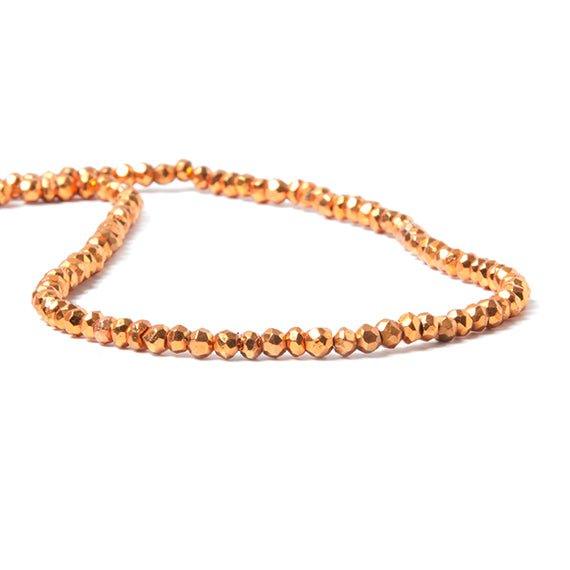 3.5-4mm Metallic Orange plated Pyrite faceted rondelle Beads 122 pcs - The Bead Traders