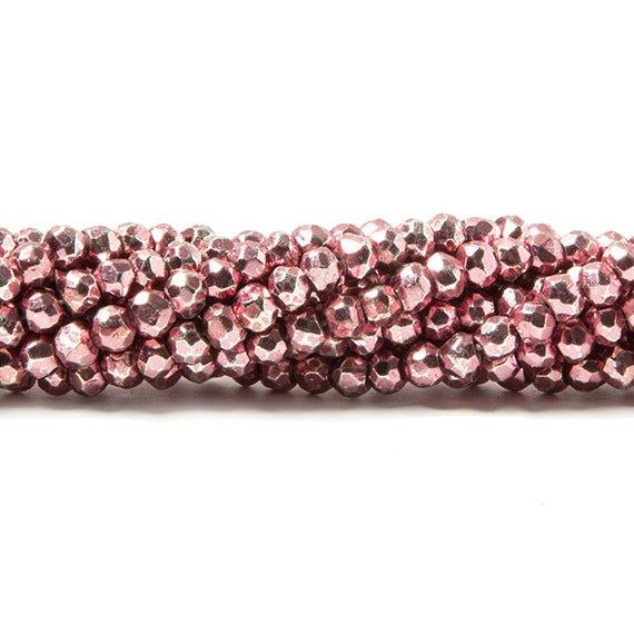 3.5-4mm Metallic Rose Pink plated Pyrite faceted rondelle Beads 104 pcs - The Bead Traders