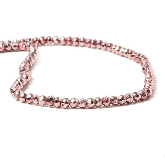 3.5-4mm Metallic Rose Pink plated Pyrite faceted rondelle Beads 104 pcs - The Bead Traders