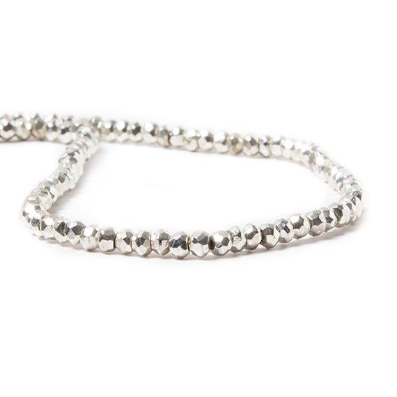 3.5-4mm Metallic Silver plated Pyrite faceted rondelle Beads 104 pcs - The Bead Traders