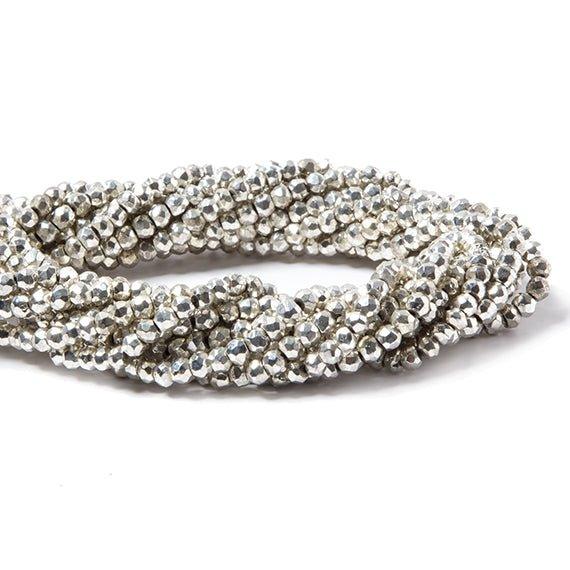 3.5-4mm Metallic Silver plated Pyrite faceted rondelle Beads 104 pcs - The Bead Traders
