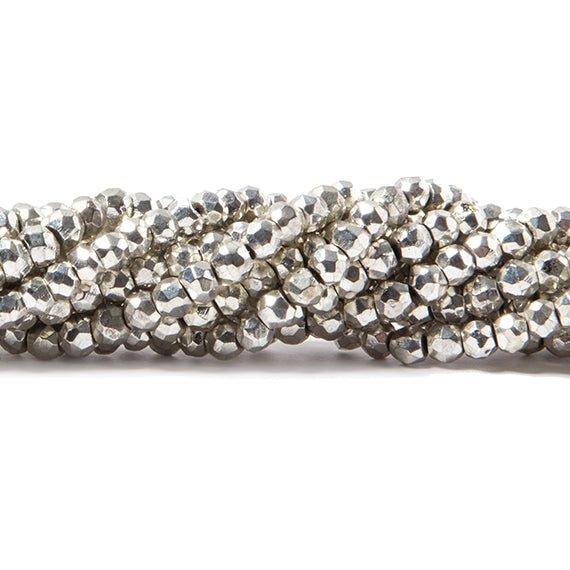3.5-4mm Metallic Silver plated Pyrite faceted rondelle Beads 104 pcs